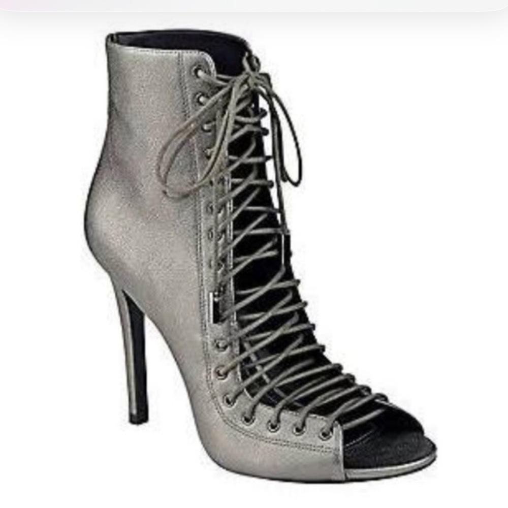 Kendall + Kylie Ginny Gunmetal Lace-Up Ankle Booties